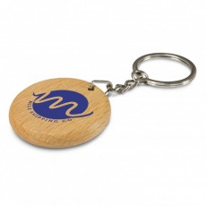 Round Wooden Keyring With Logo