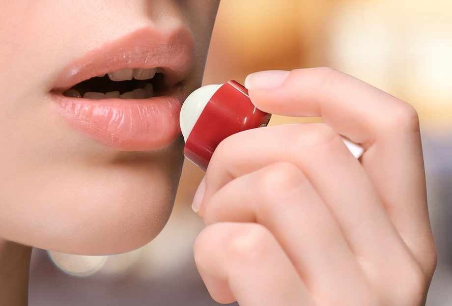 lip balm in use