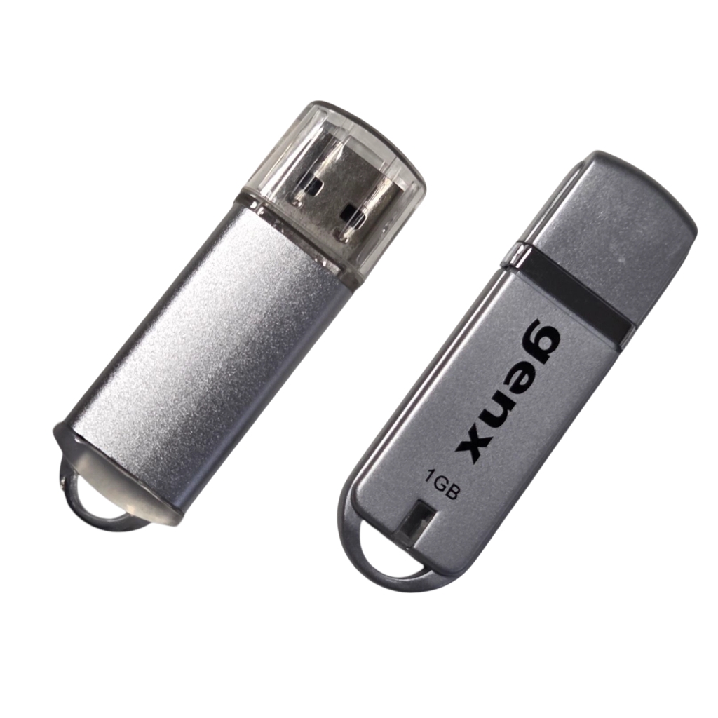 2 USB drives in grey with transparent lid