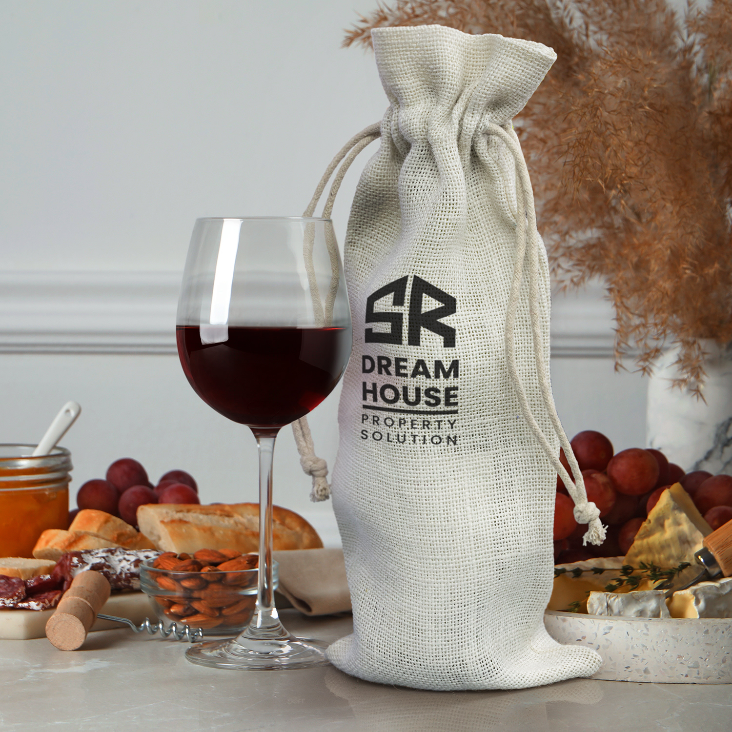 Zora Cotton Drawstring Wine Bags - Image 5